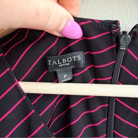 Talbots Black and Pink Striped Long Sleeve Dress - Picture 4 of 13